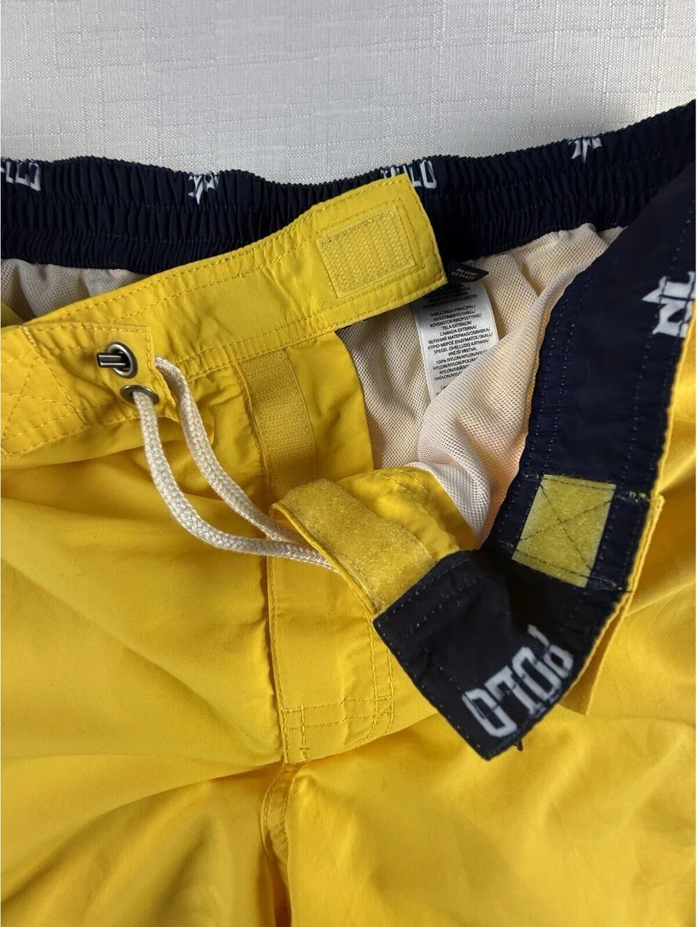 Polo Ralph Lauren Traveler Swim Trunks Mens L Yellow Cargo Pocket Pony Nylon